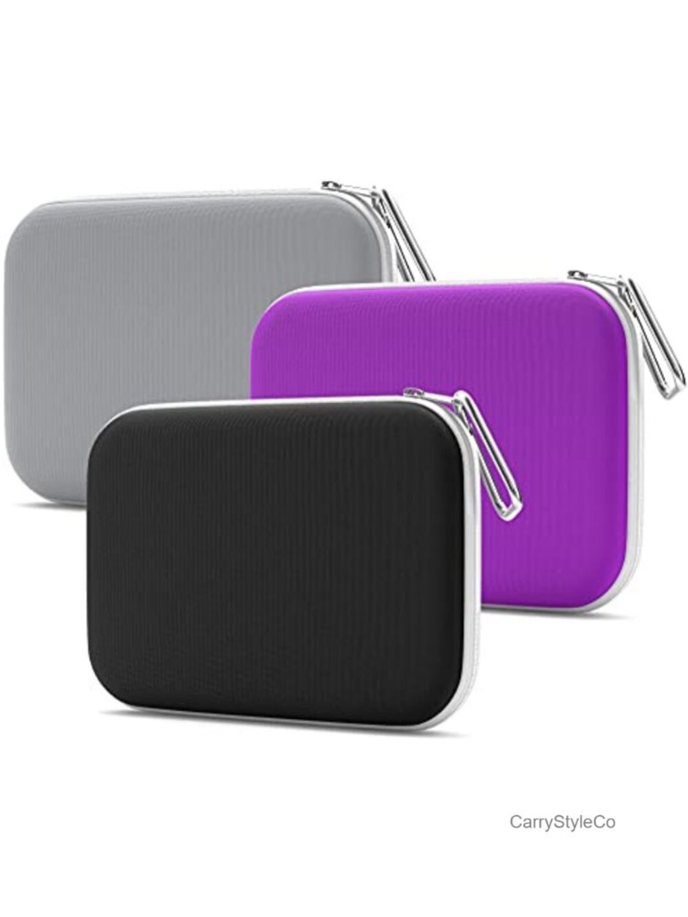 Slim Multipurpose Neoprene Makeup Bag with Carabiner Keychain, Zipper Pouch,